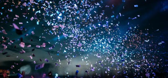 people partying with confetti by Pablo Heimplatz courtesy of Unsplash.